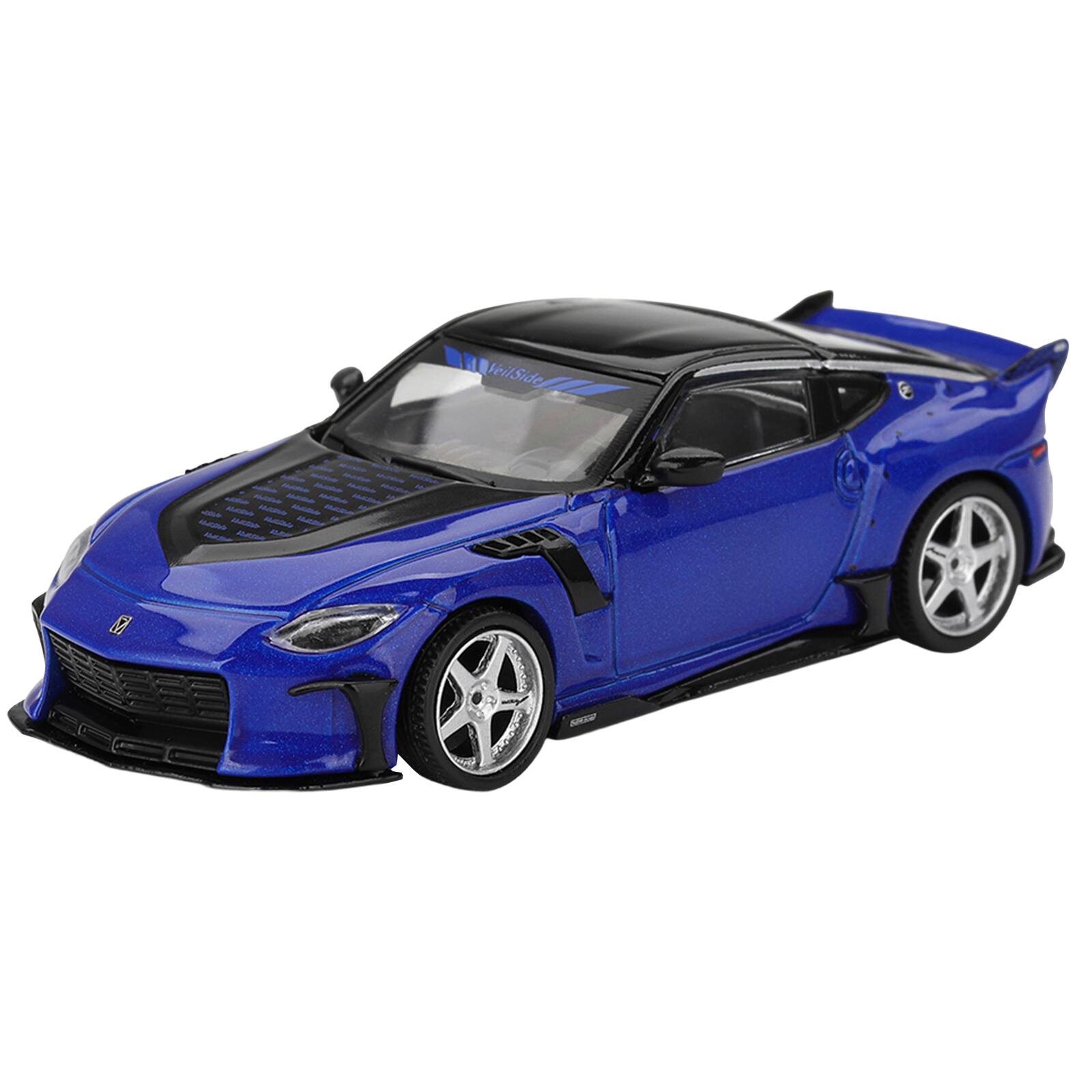 Alt View 3. True Scale Miniatures - Nissan Z VeilSide FFZ400 Seiran Blue Metallic with Black Top Limited Edition 1/64 Diecast Model Car by Mini GT.