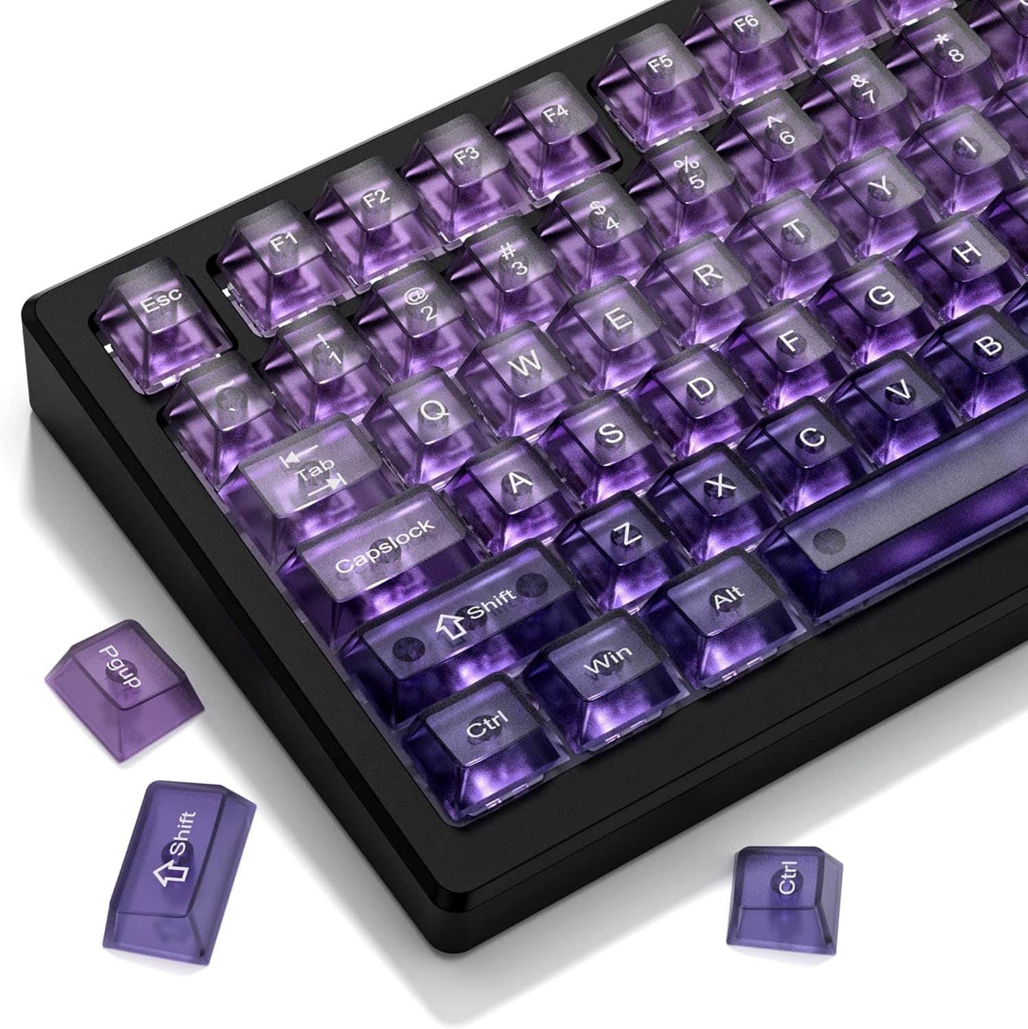 Womier - Crystal Jelly keycaps ,Transparent Style Cute keycap for All US layout Mx Cherry Mechanical Keyboard - Gradient-Purple