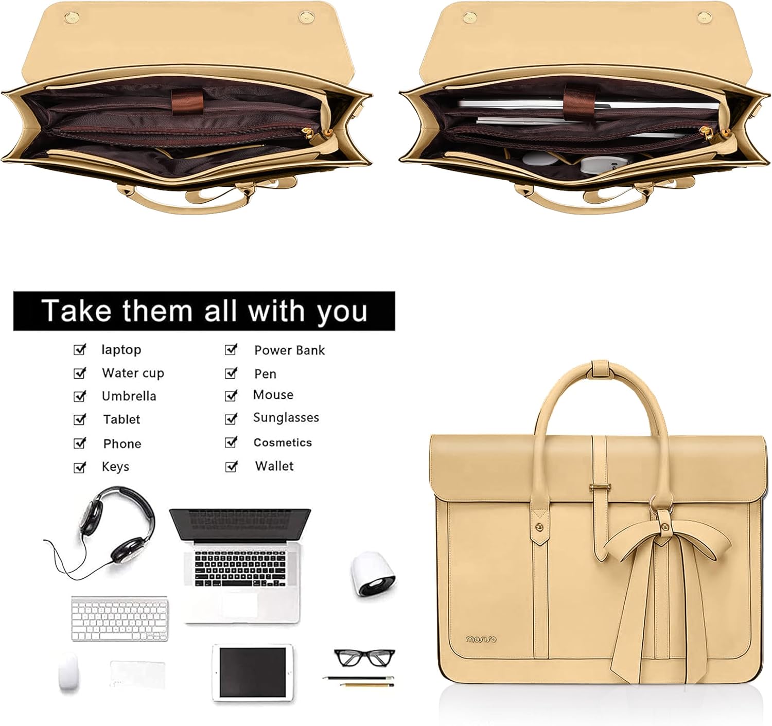 Take them all with you

- Laptop
- Power Bank
- Water cup
- Pen
- Umbrella
- Mouse
- Tablet
- Sunglasses
- Phone
- Cosmetics
- Keys
- Wallet
