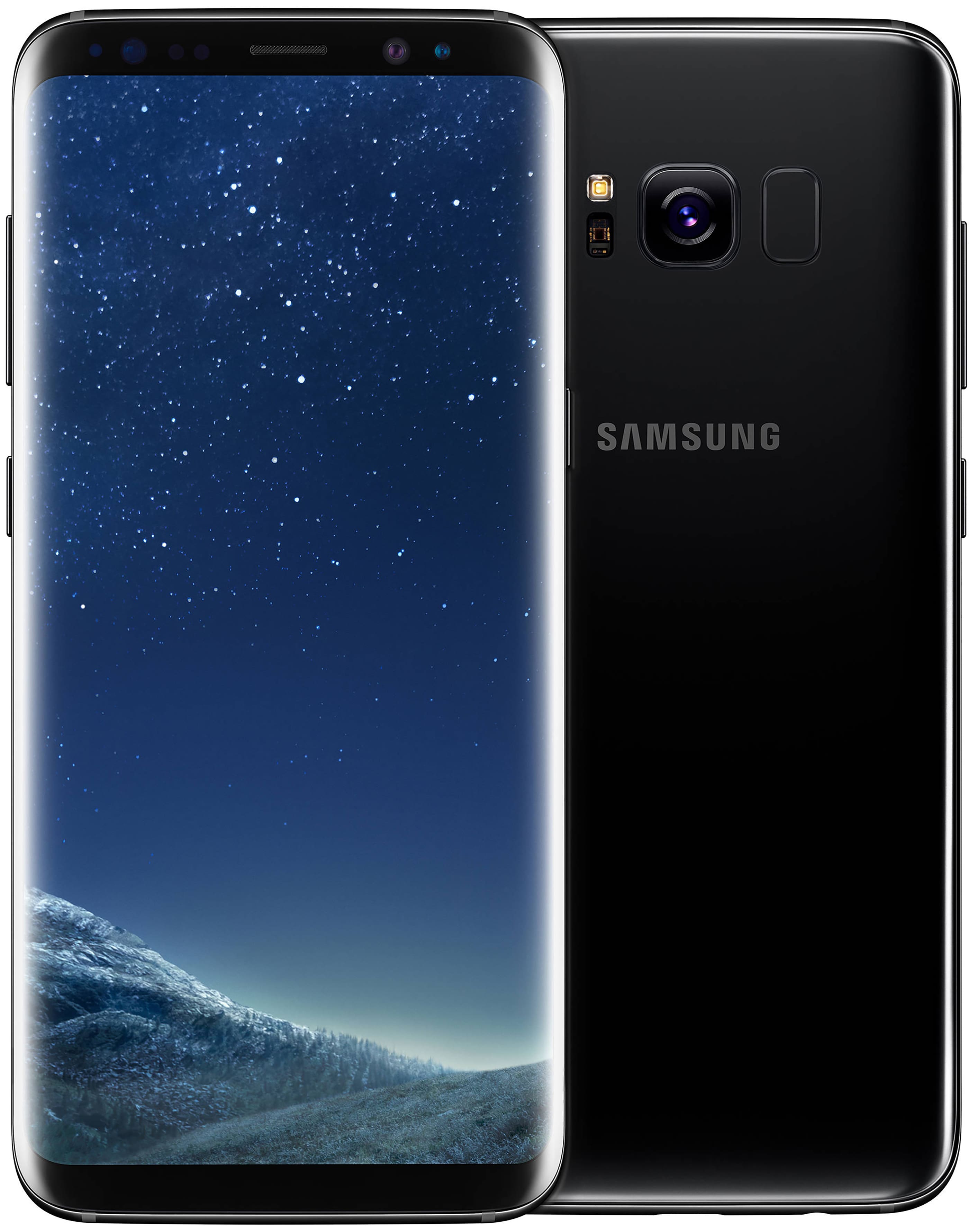 Front. Samsung - Pre-Owned Galaxy S8 4G LTE 64GB (Unlocked) - Midnight Black.