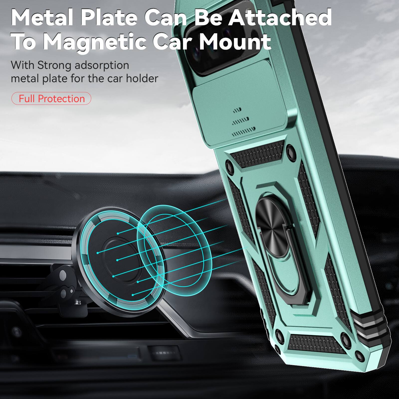 Metal Plate Can Be Attached To Magnetic Car Mount

With Strong adsorption metal plate for the car holder

Full Protection