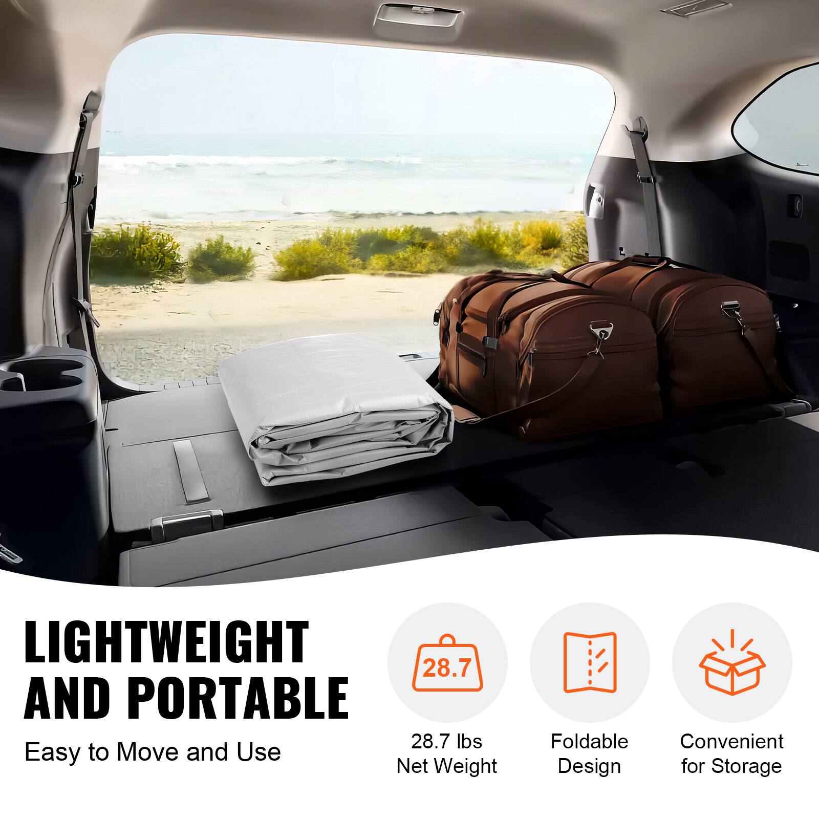 LIGHTWEIGHT AND PORTABLE

28.7 lbs

Easy to Move and Use

Net Weight

Foldable Design

Convenient for Storage