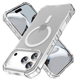 Dteck - Magnetic Rugged Shockproof Case for Apple iPhone 17 Pro Matte Translucent Back Cover Slim Wave Grip Protective Shell - Matte Clear