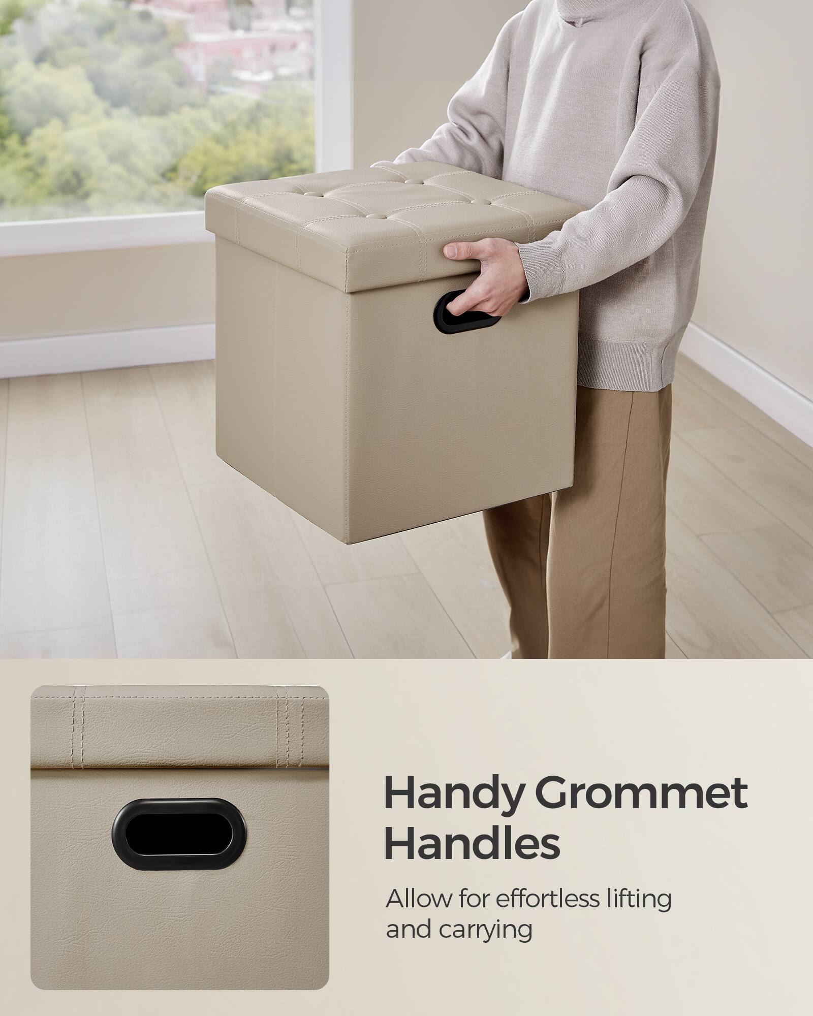 Handy Grommet Handles  
Allow for effortless lifting and carrying