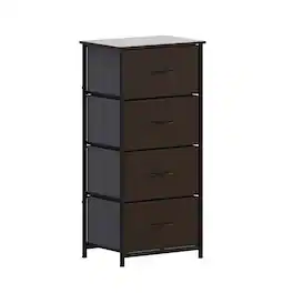 Emma + Oliver - Marley 4 Drawer Storage Dresser with Cast Iron Frame, Wood Top and Easy Pull Engineered Wood Drawers with Wooden Handles - Brown Drawers/Black Frame