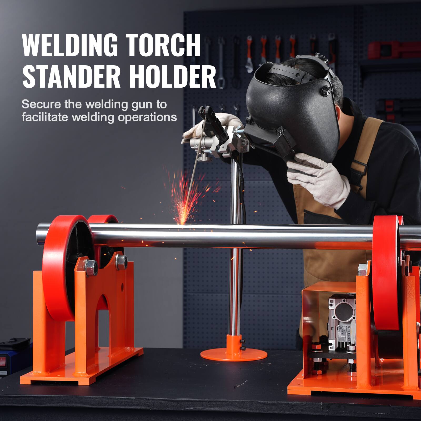 WELDING TORCH STANDER HOLDER  
Secure the welding gun to facilitate welding operations