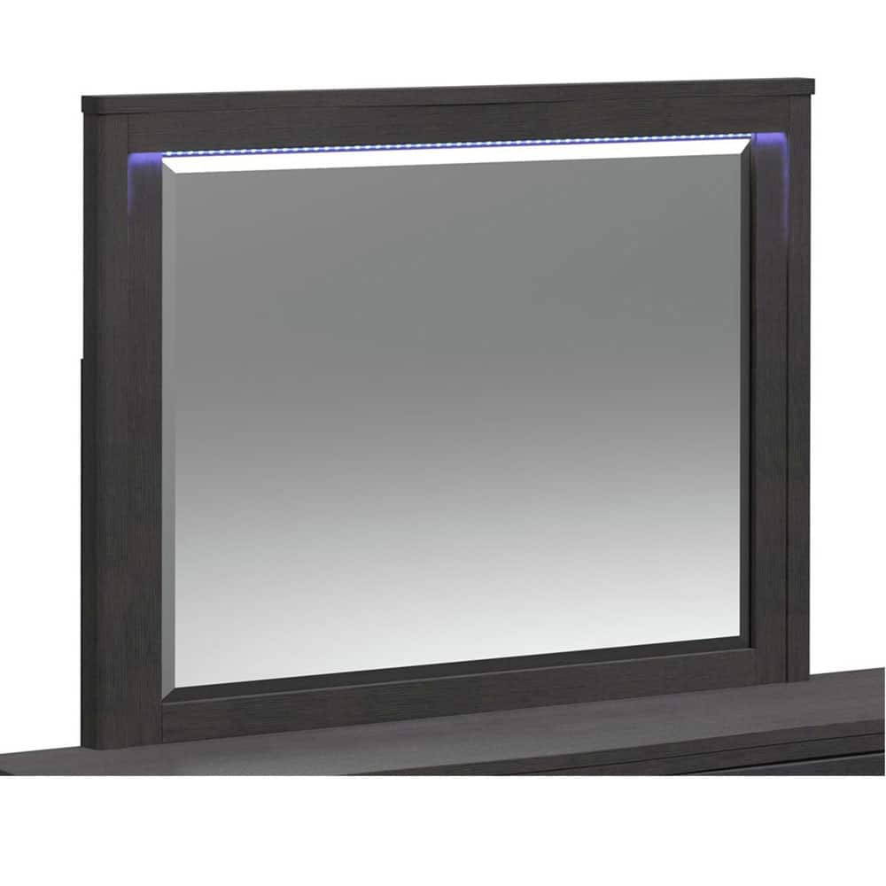 Elements - Tobias Mirror with LED - Black - Black with Beveled Mirror Edges and  LED Light