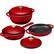 Front. Best Choice Products - Best Choice Products Non-Stick Pot & Pan Cookware Set, Cast Iron Skillet, Grill Pan W/ Press, Dutch Oven - Red - Red.