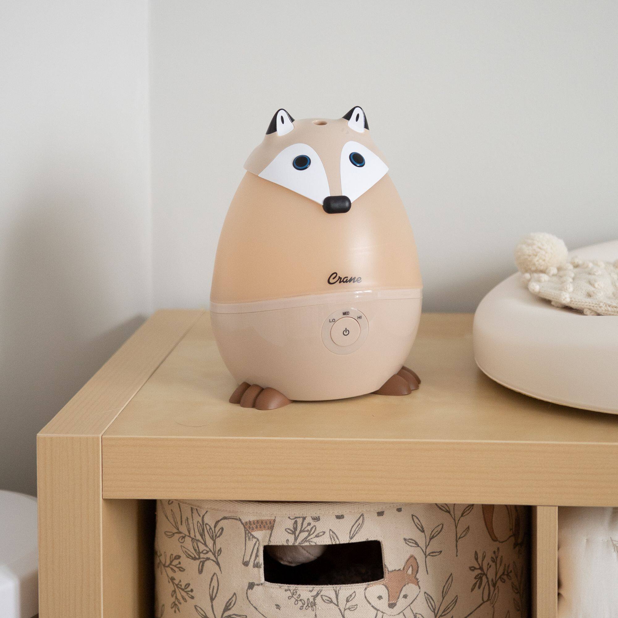 Left. CRANE - Crane Baby Mini-Adorable Red Fox 0.5 Gal. Baby Humidifier, Cool Mist with Aroma Tray & Night Light - Beige.