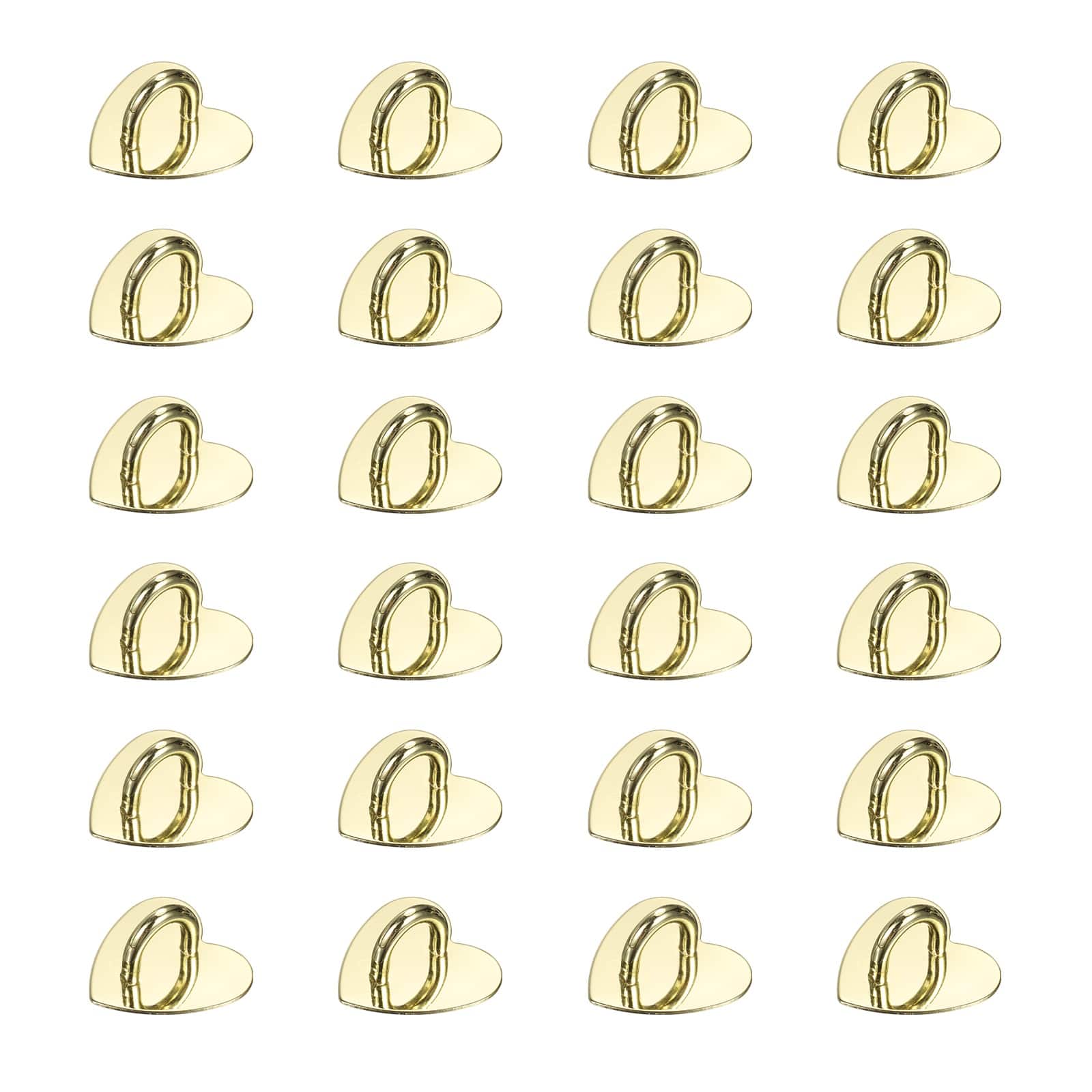 Unique Bargains - Metal Phone Charm Hook 1", 24pcs Adhesive Heart Shaped Finger Grip for Smartphones Keychain Tablet Case Accessories - Gold