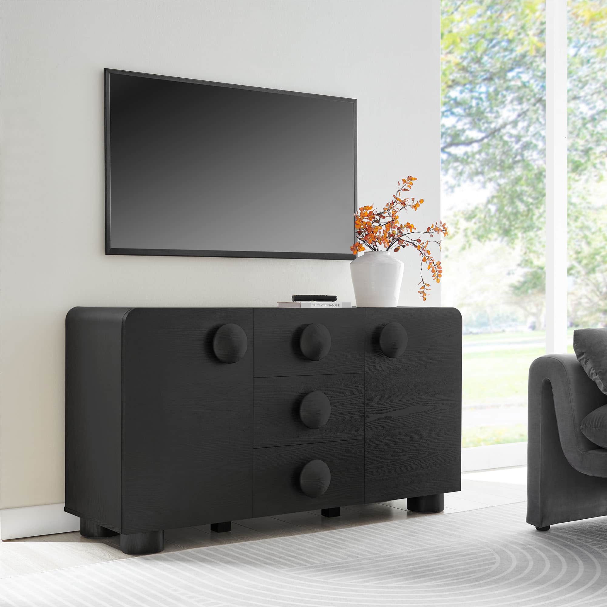 Sonnet 57" Sideboard Storage Cabinet by Modway - Black