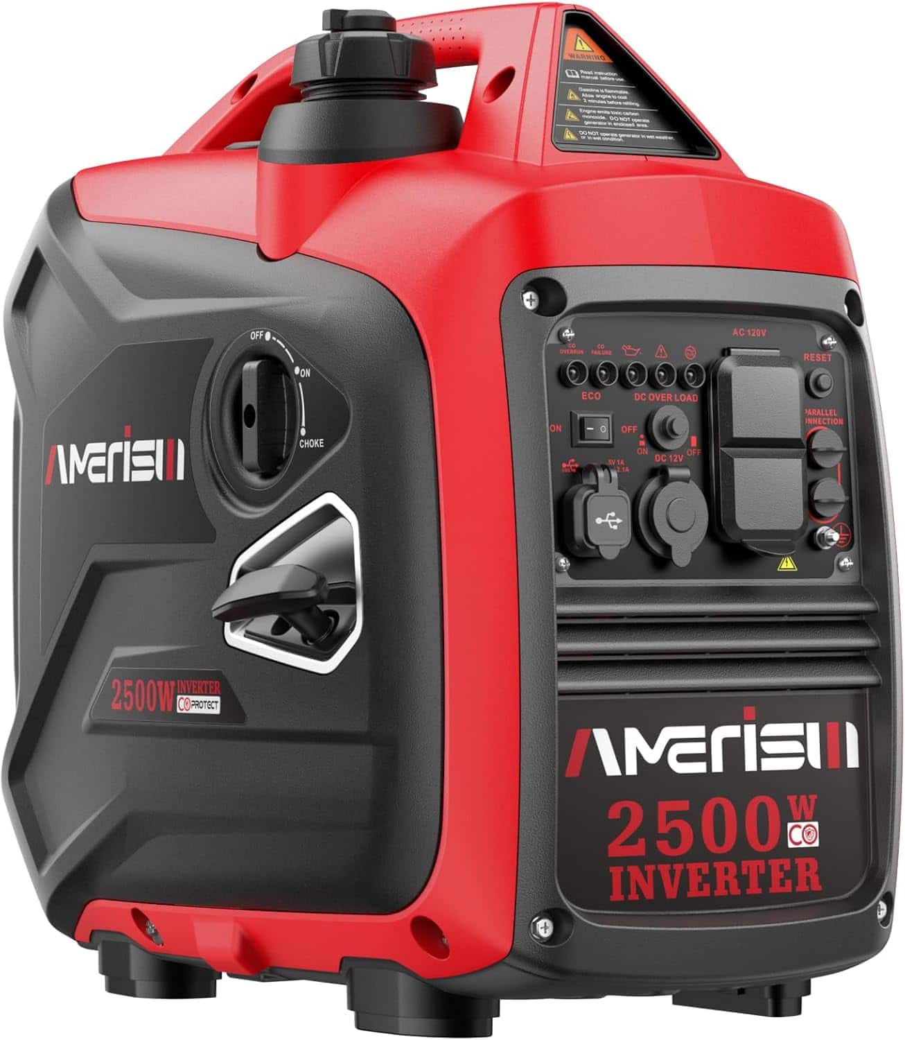 AMERISUN - 2500W Super Quiet Inverter Gas Generator, CO Detection, 5.5-Hour Runtime – Camping, RV, Home Outage - Red price history on PriceWatchPro