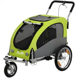 Aosom - in 1 Dog Bike Trailer, Foldable Pet Stroller, Dog Bicycle Trailer with Suspension - Green
