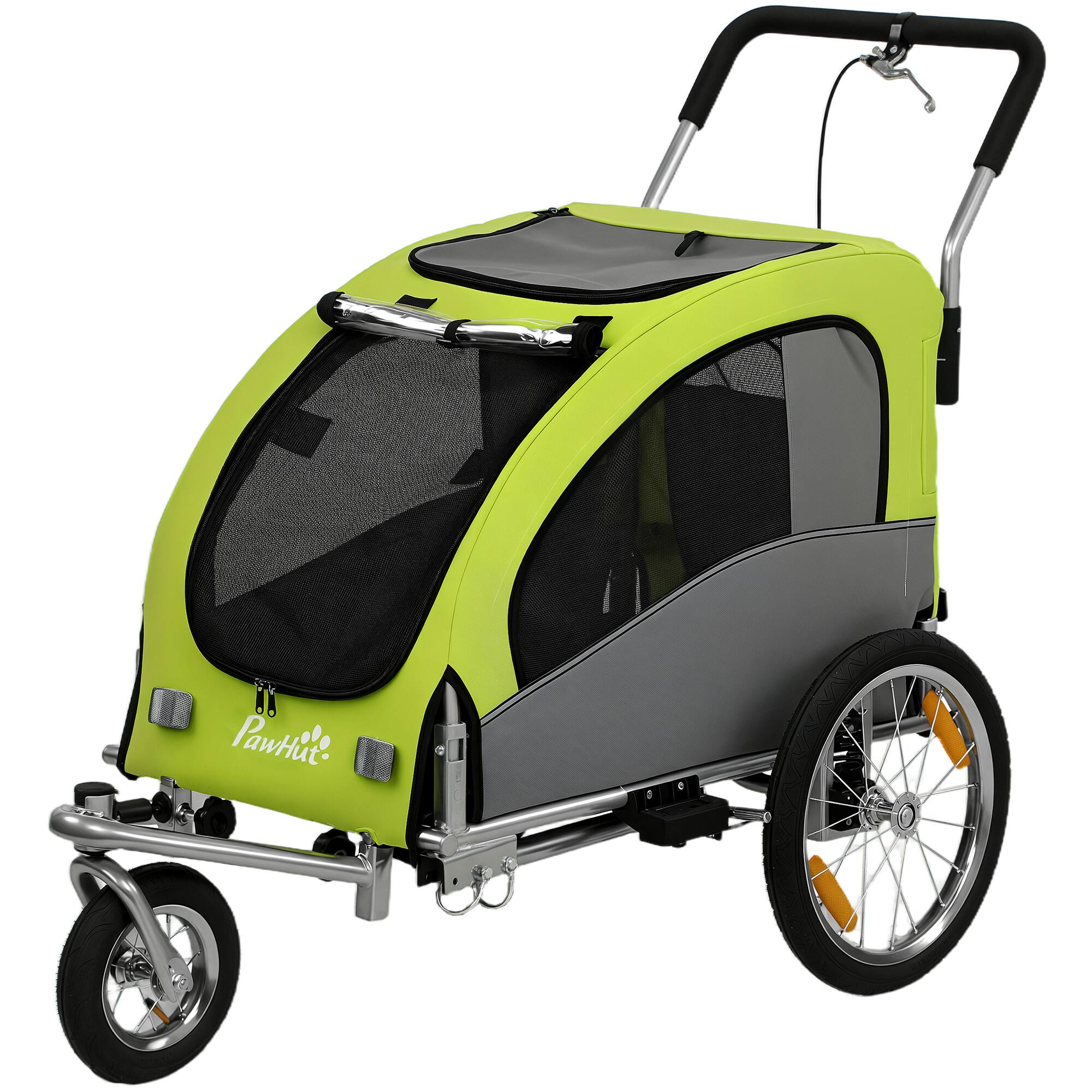 Front. Aosom - in 1 Dog Bike Trailer, Foldable Pet Stroller, Dog Bicycle Trailer with Suspension - Green.