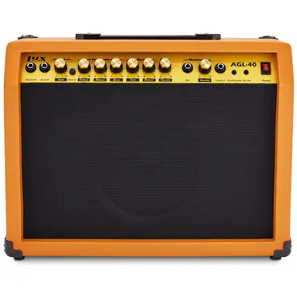 1X I - Eo T I I DELAY MICROPHO AGL-40 Passive Active . - + - Cao BOOST TREBLE a - MOOLE e 10 DASS + - TaE + 18 REPEAT 1 10 VOLUME Ma - 10 VOLUME LINEOUT HEADPHIONE AUx IN POWER