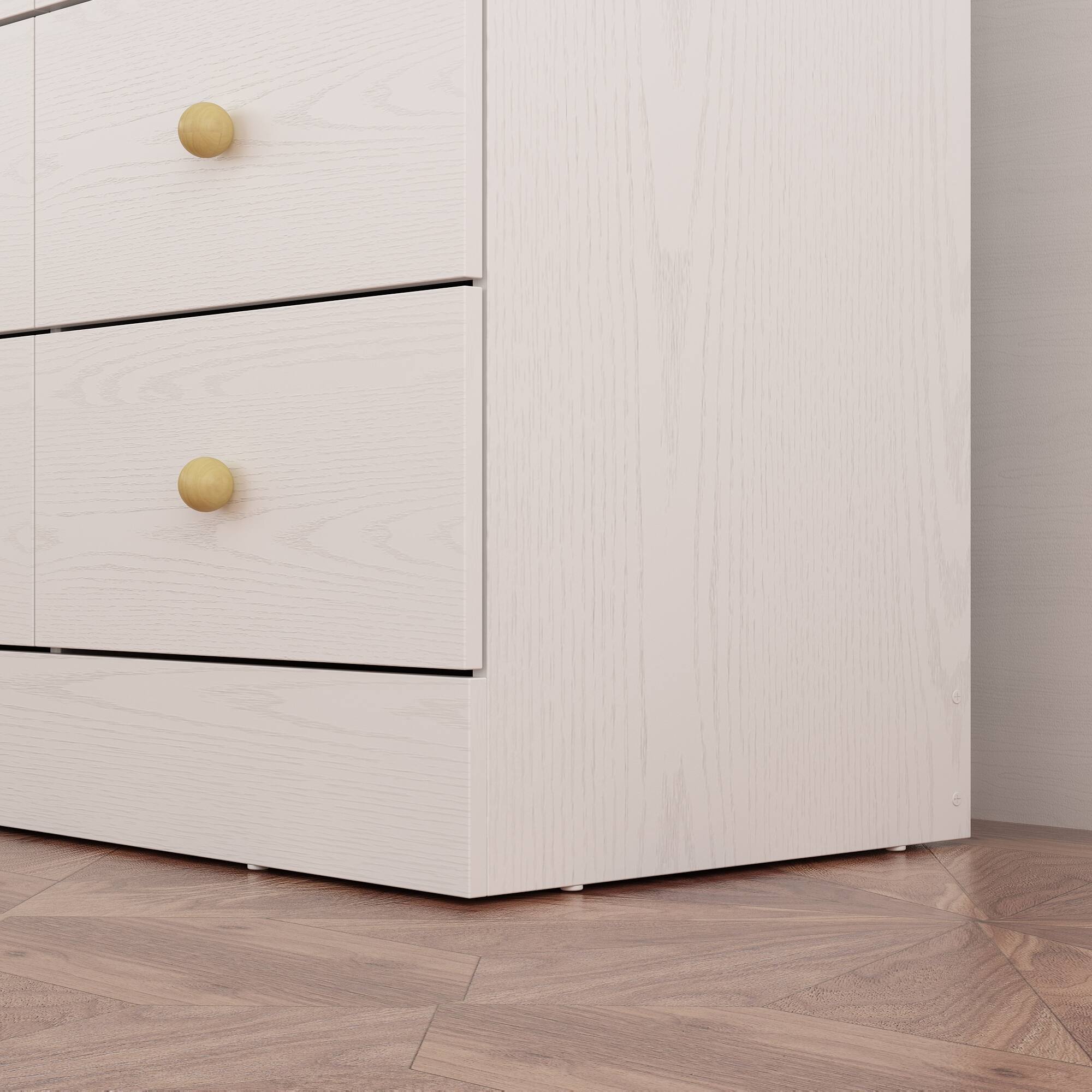 Back. Famapy - Famapy Horizontal Dresser with Anti - Tip Feature & Solid Wood Handles - White.