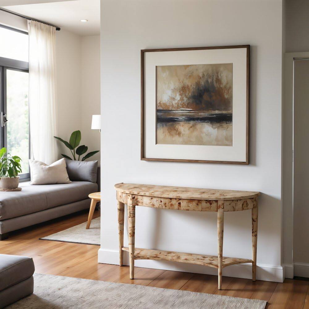 Alt View 3. Starlight Canyon Home - Light Brown Half Moon Sofa Table for Living Room or Narrow Entryway - Light Brown.