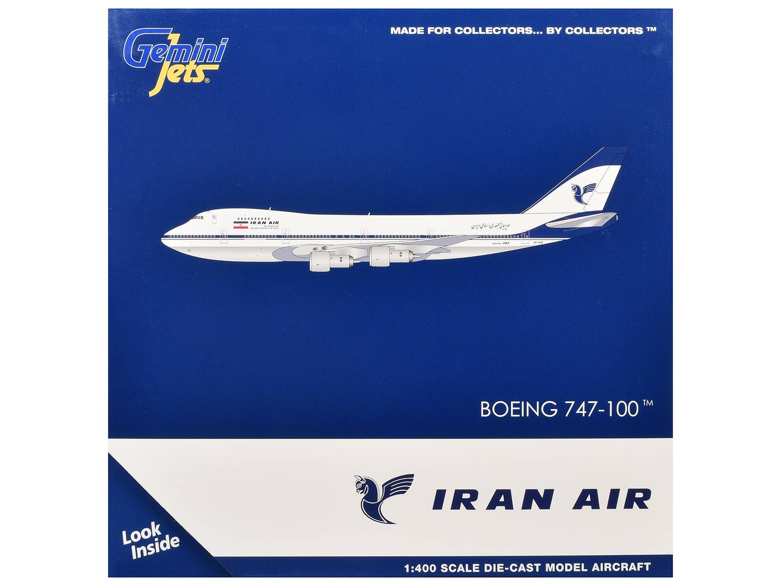 Gemini Jets. MADE FOR COLLECTORS... BY COLLECTORS TM

BOEING 747-100T

Look Inside

IRAN AIR

1:400 SCALE DIE-CAST MODEL AIRCRAFT