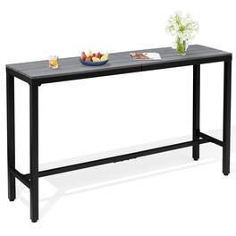 Crestlive Products - Rectangle Outdoor Bar Table with Waterproof Top and Sturdy Metal Frame - Gray
