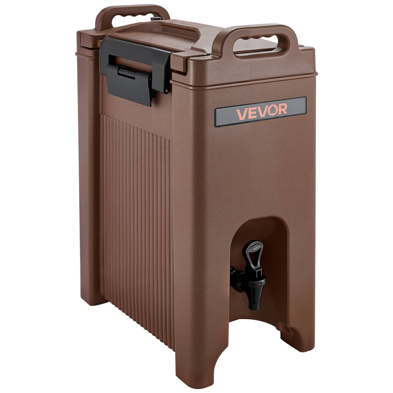 Alt View 5. VEVOR - Insulated Beverage Dispenser, 5 Gal/19L Hot and Cold Beverage Server with Spigot & Handle, Food-Grade Drink Dispenser - Brown.