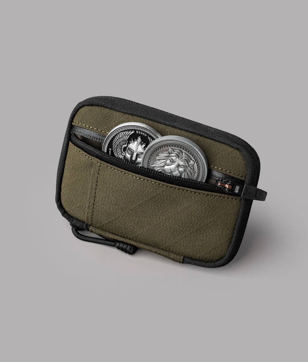 Alt View 5. ALPAKA - EDC Organizer Pouch with 6 Slip Pockets, 5 Elastic Loops, YKK AquaGuard Zipper, X-Pac/Axogrid, HUB Compatible - Army Green Axogrid 300D.