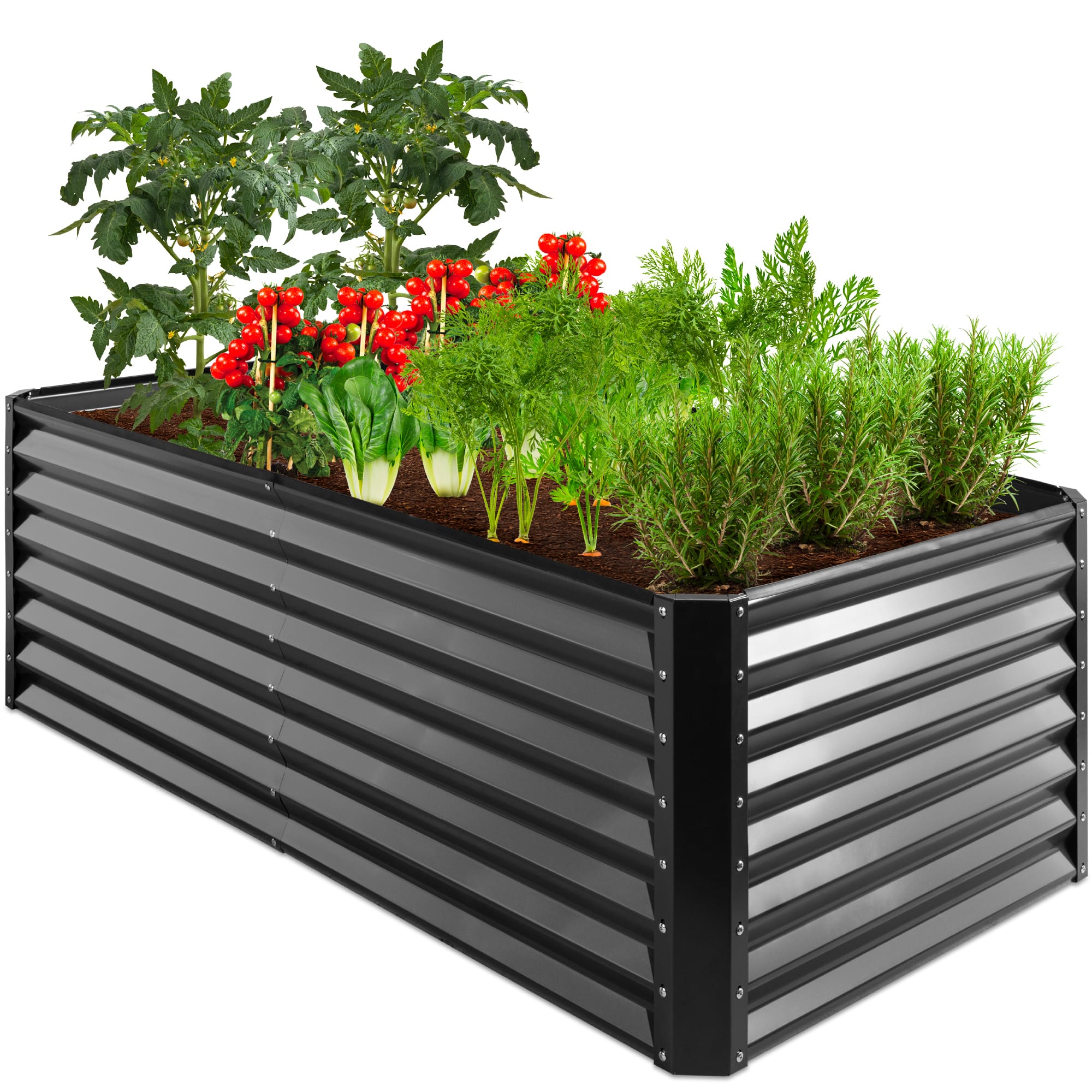 Front. Best Choice Products - Best Choice Products 6x3x2ft Outdoor Metal Raised Garden Bed for Vegetables Flowers Herbs - Gray - Gray.