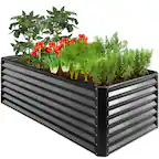 Front. Best Choice Products - Best Choice Products 6x3x2ft Outdoor Metal Raised Garden Bed for Vegetables Flowers Herbs - Gray - Gray.
