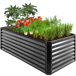 Best Choice Products - 6x3x2ft Outdoor Metal Raised Garden Bed for Vegetables Flowers Herbs - Gray