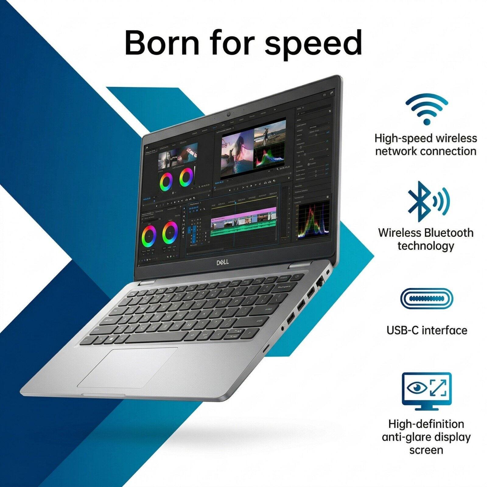Born for speed

- High-speed wireless network connection
- Wireless Bluetooth technology
- USB-C interface
- High-definition anti-glare display screen