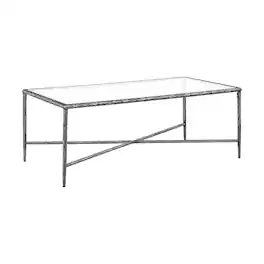 Boyel Living - Rectangular Hammered Metal Coffee Table with Tempered Glass Top - Gunmetal