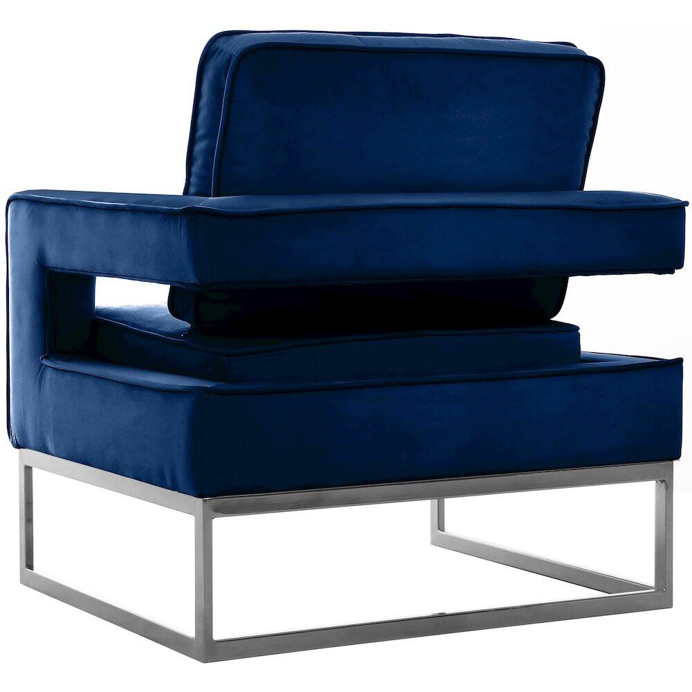 Alt View 4. Meridian Furniture - Noah Navy Velvet Accent Chair - Blue.
