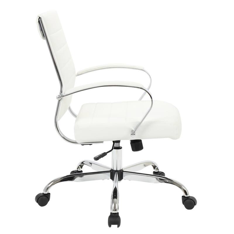 Alt View 5. LeisureMod - Pallet - Benmar Leather Office Desk Computer Chair with Ribbed Seat and Steel Frame - White.