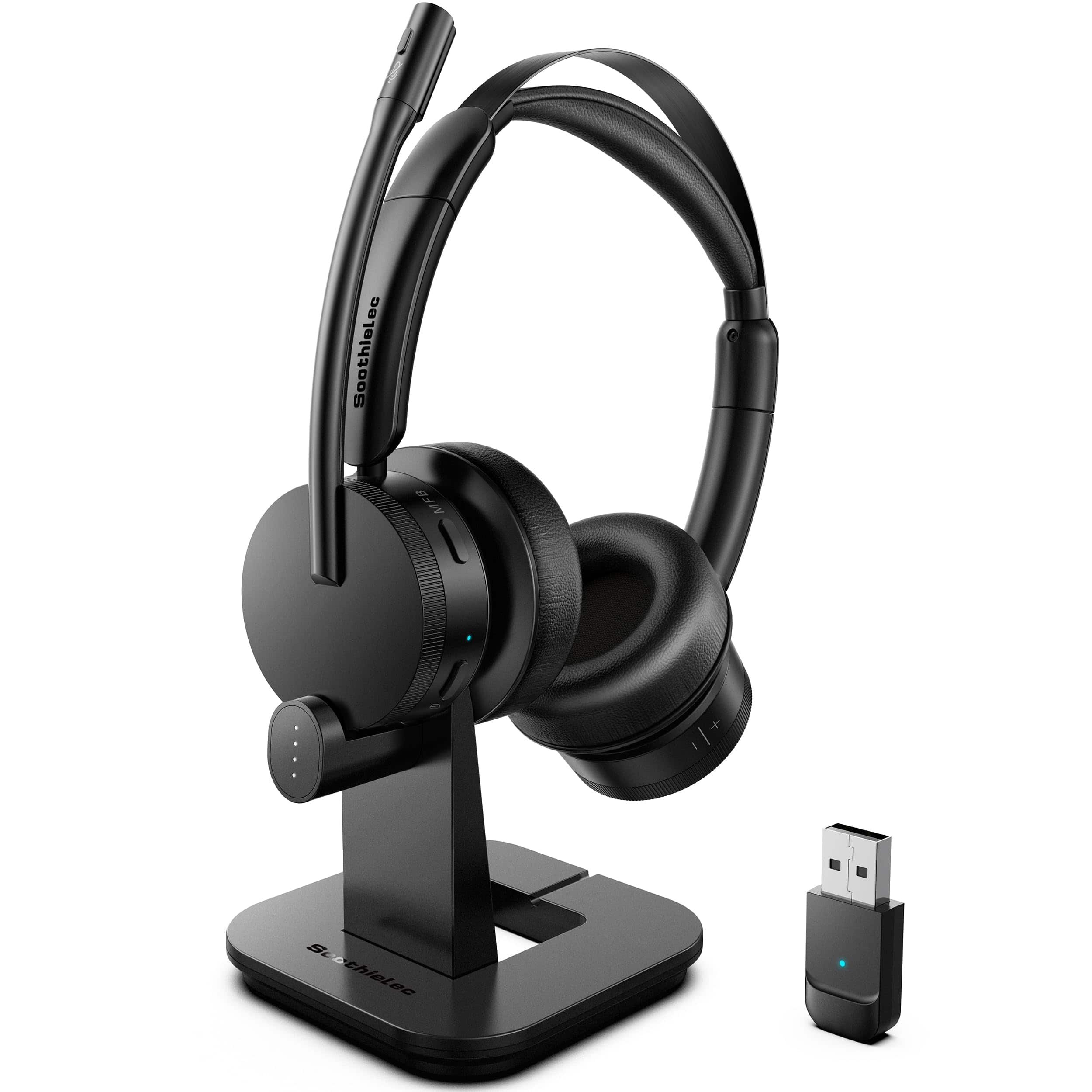 PO3TICJUNKI3 - Wireless Headset With Mic For Work Microphone Pc Noise Cancelling mute usb Call - Default