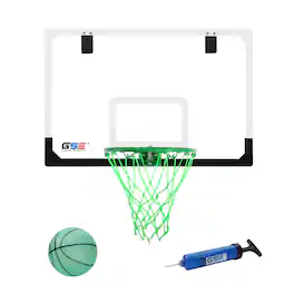 GSE Games & Sports Expert - 24" x 16" Over-The-Door Pro Basketball Hoop with Basketball & Pump, Mini Basketball Hoop Set(Glow in the Dark)