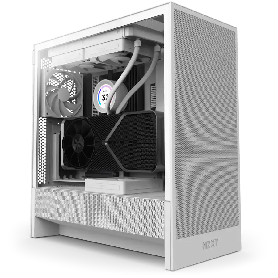 NZXT H5 Flow 2024 Compact ATX Mid Tower Airflow PC Case White CC