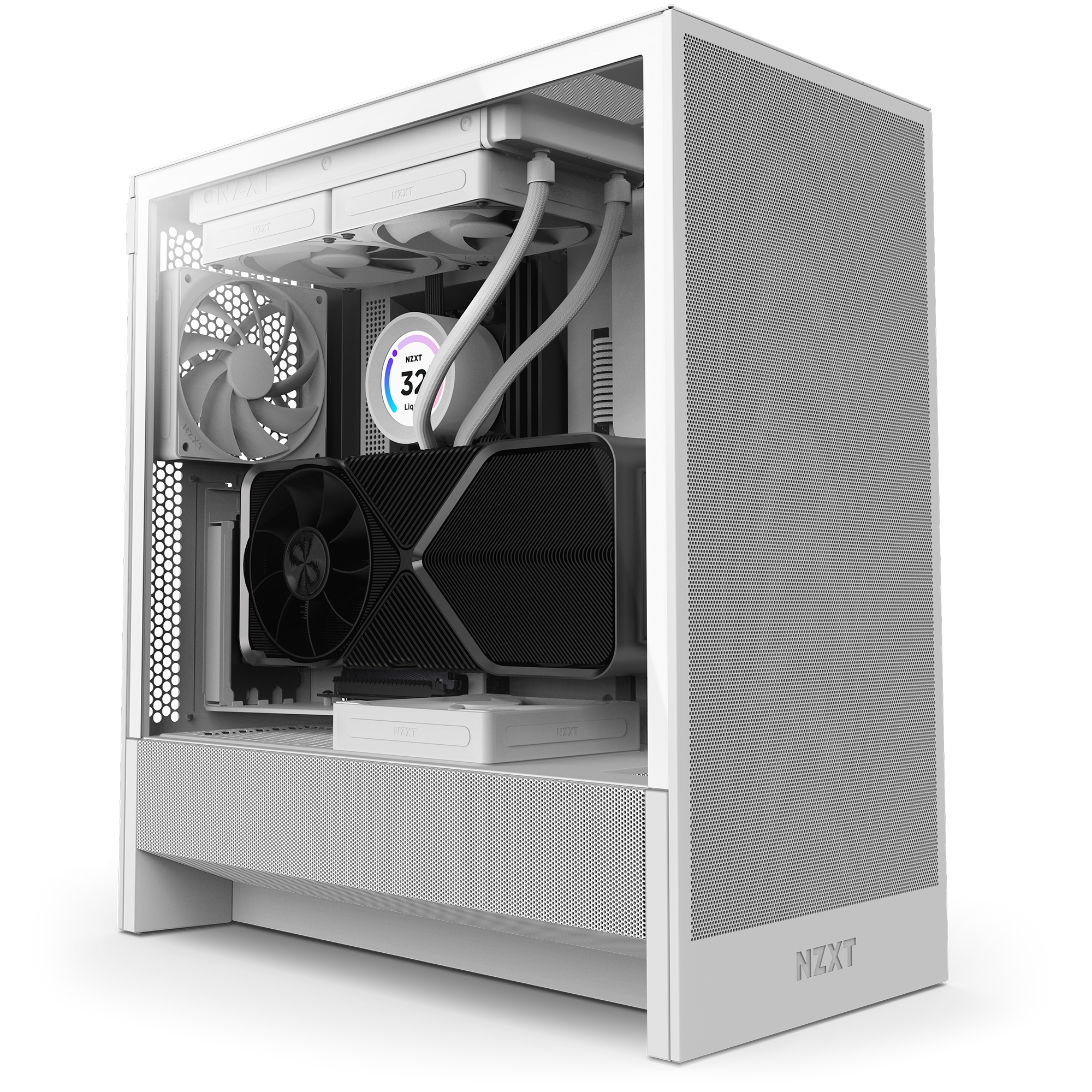 NZXT - H5 Flow 2024 Compact ATX Mid-Tower Airflow PC Case - White