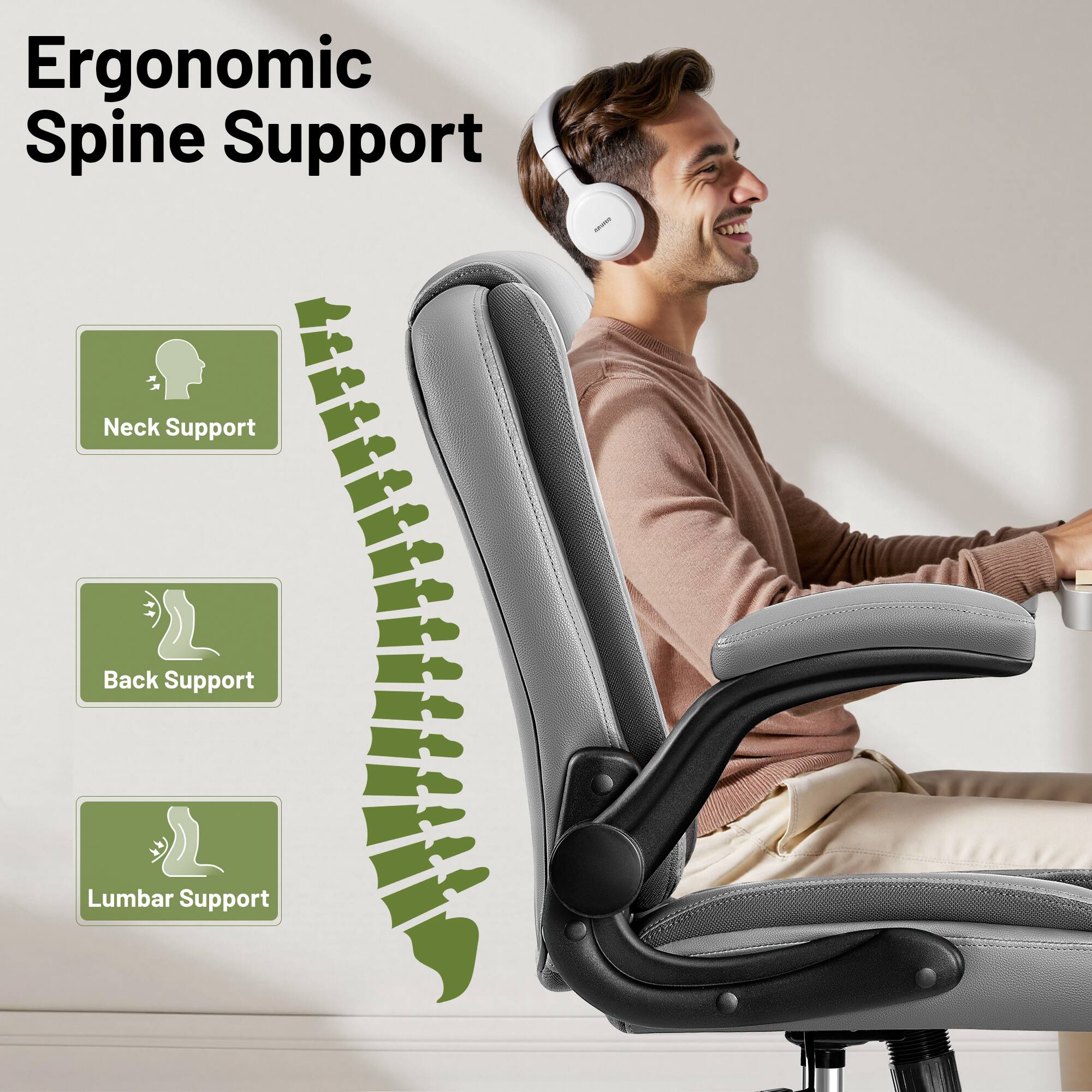 Ergonomic Spine Support

- Neck Support
- Back Support
- Lumbar Support