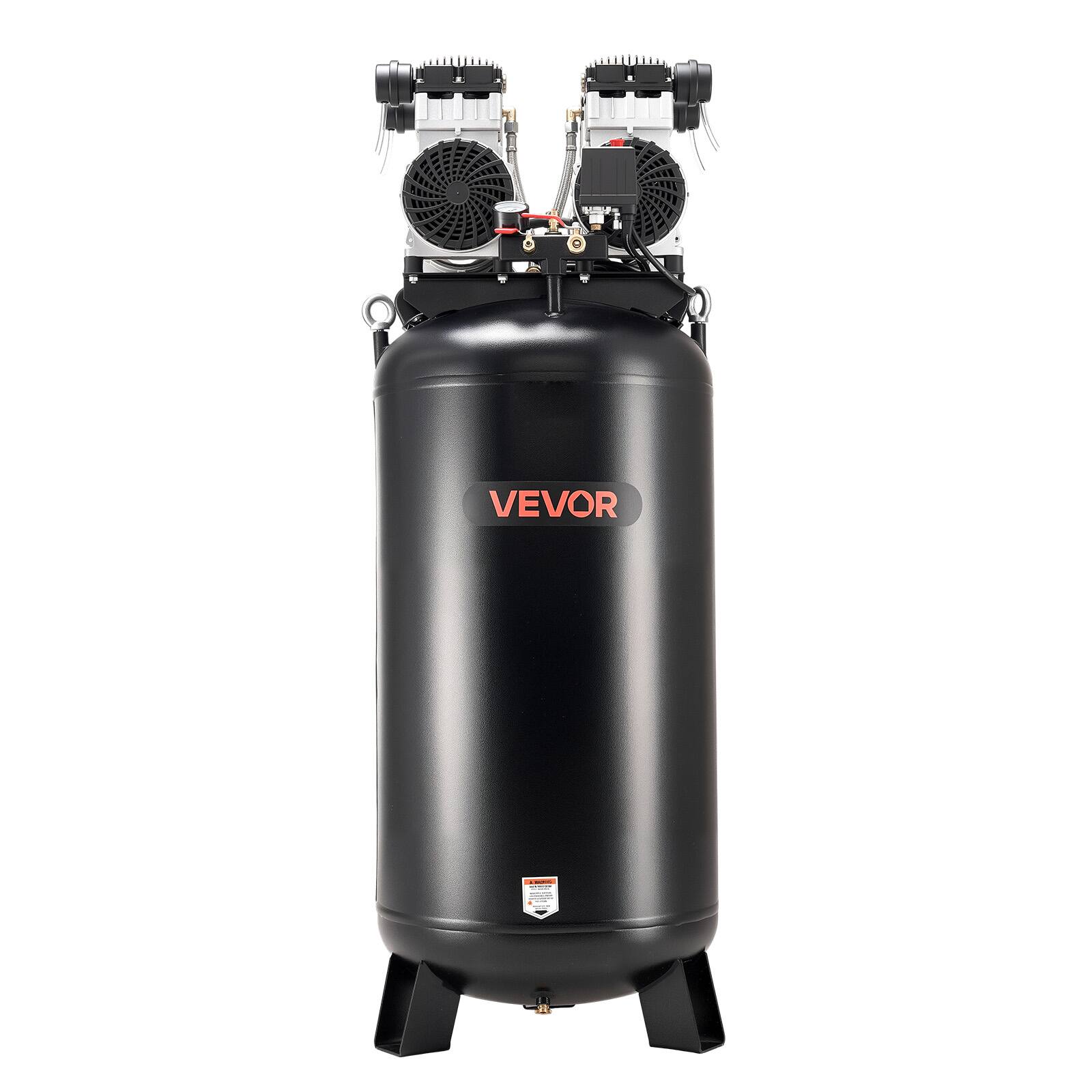 Alt View 5. VEVOR - 60 Gallons Heavy-Duty Air Compressor, 4HP 10SCFM at 90PSI Air Compressors with Max 125PSI Pressure, Oil-Free Compressor - Black;Orange.
