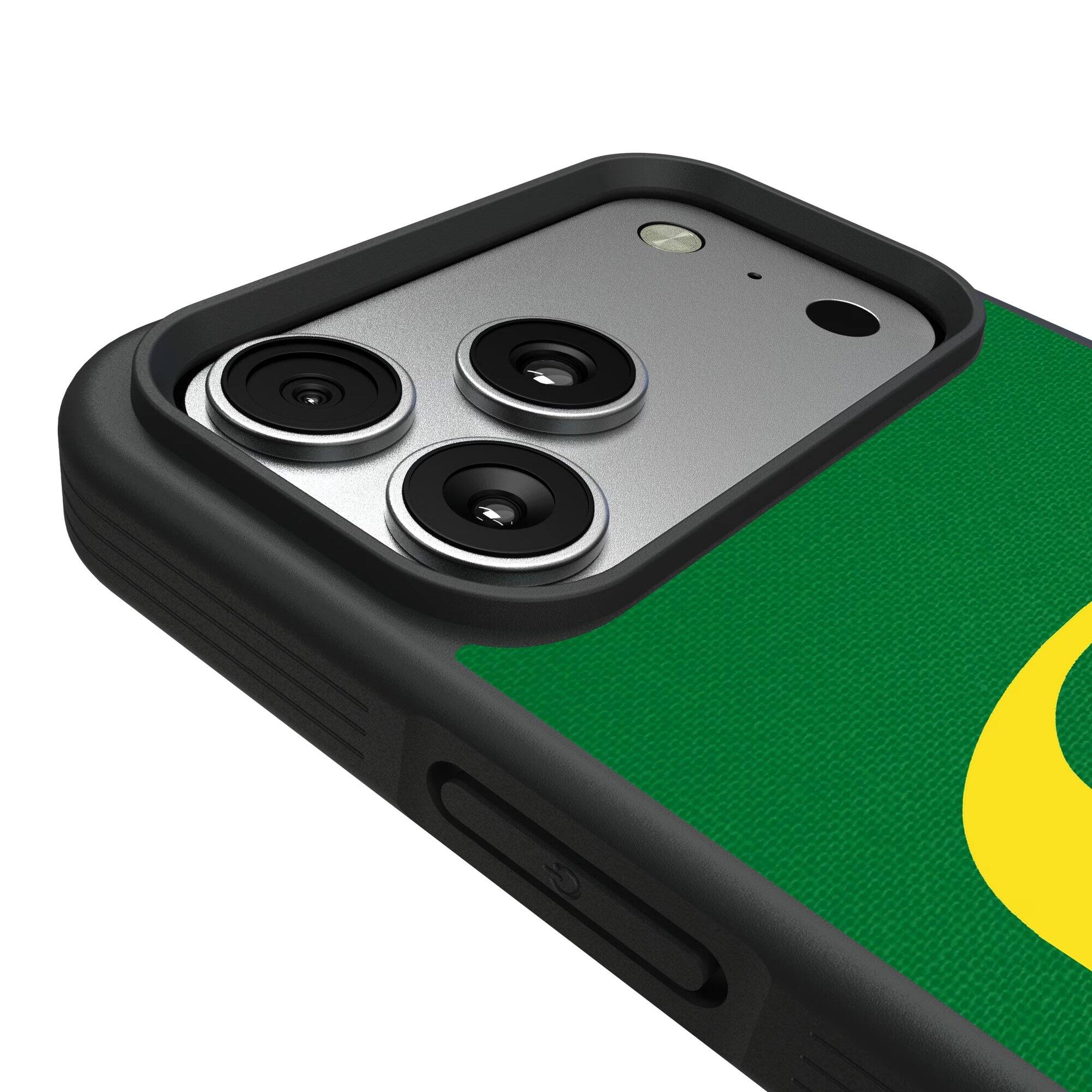 Alt View 2. Keyscaper - Oregon Ducks iPhone Solid Design Bump Case - 13 mini - Multicolor.