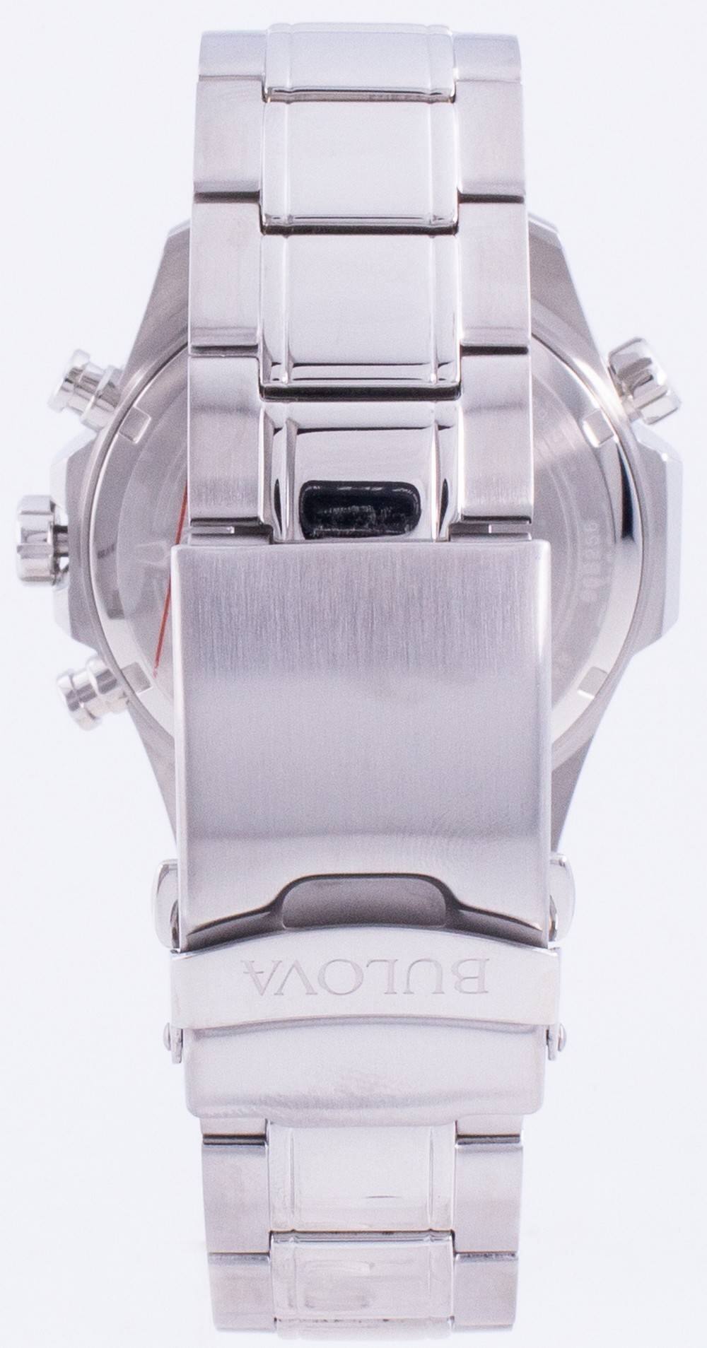 Back. Seiko - Bulova 96B256 Marine Star Mens Chronograph Watch Quartz Movement Stainless Steel Blue Dial 10-ATM - Blue/Silver.