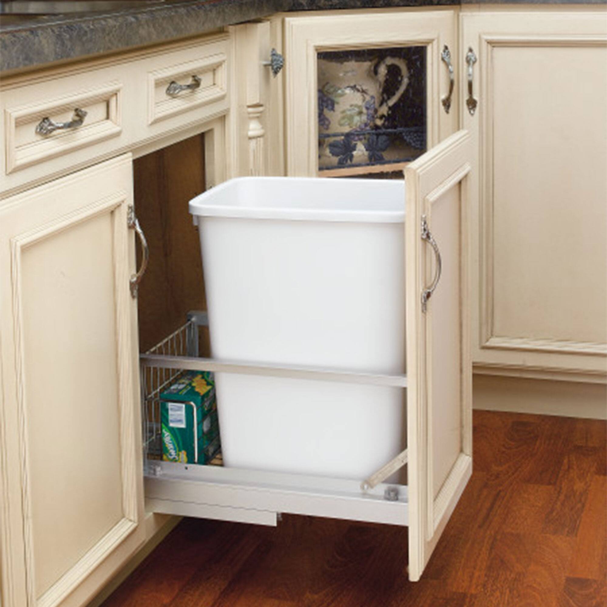 Alt View 1. Rev-A-Shelf - Rev-A-Shelf Reduced Depth Pullout 35 qt. Trash Can w/ Soft-Close, 5349-15DM18-1 - Silver.