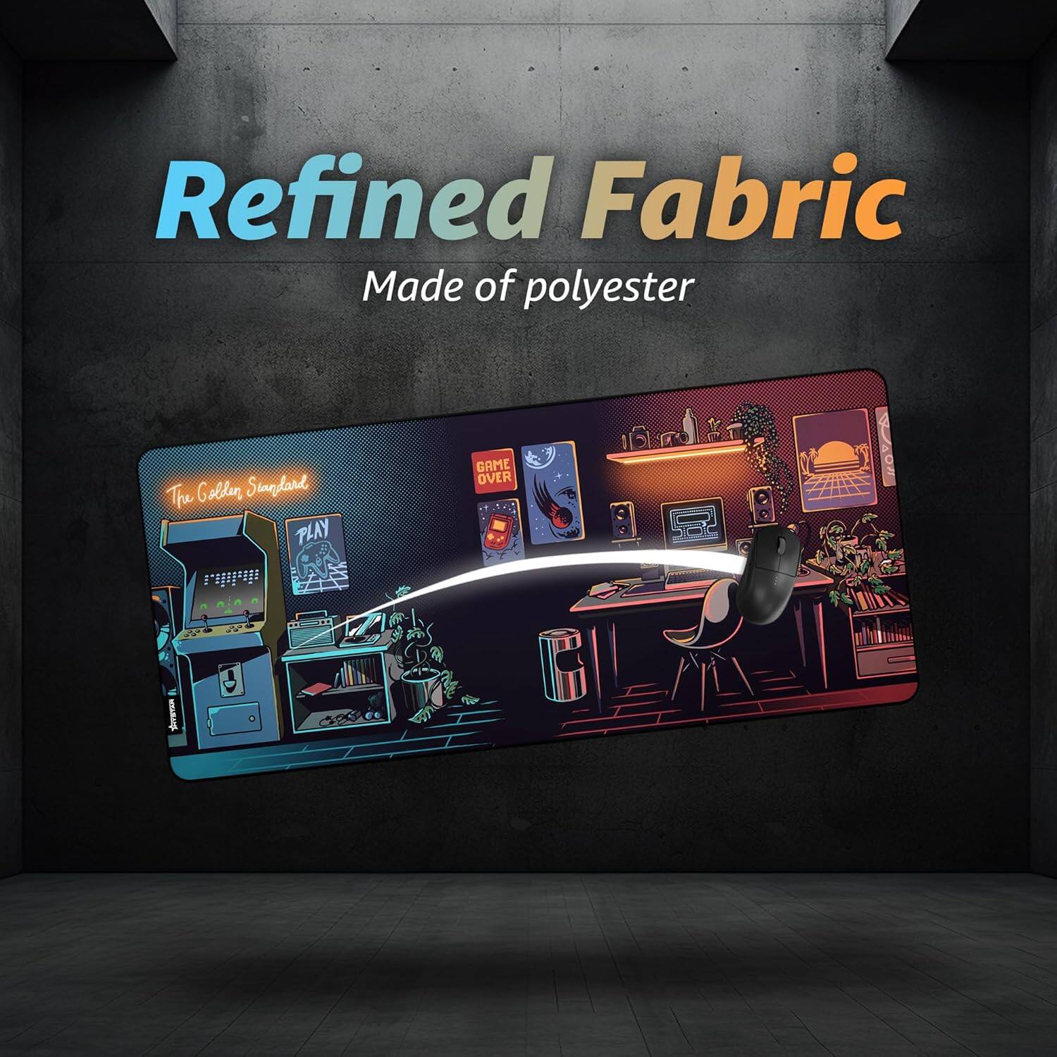 Refined Fabric  
Made of polyester  

The Golden Standard  
PLAY  
GAME OVER