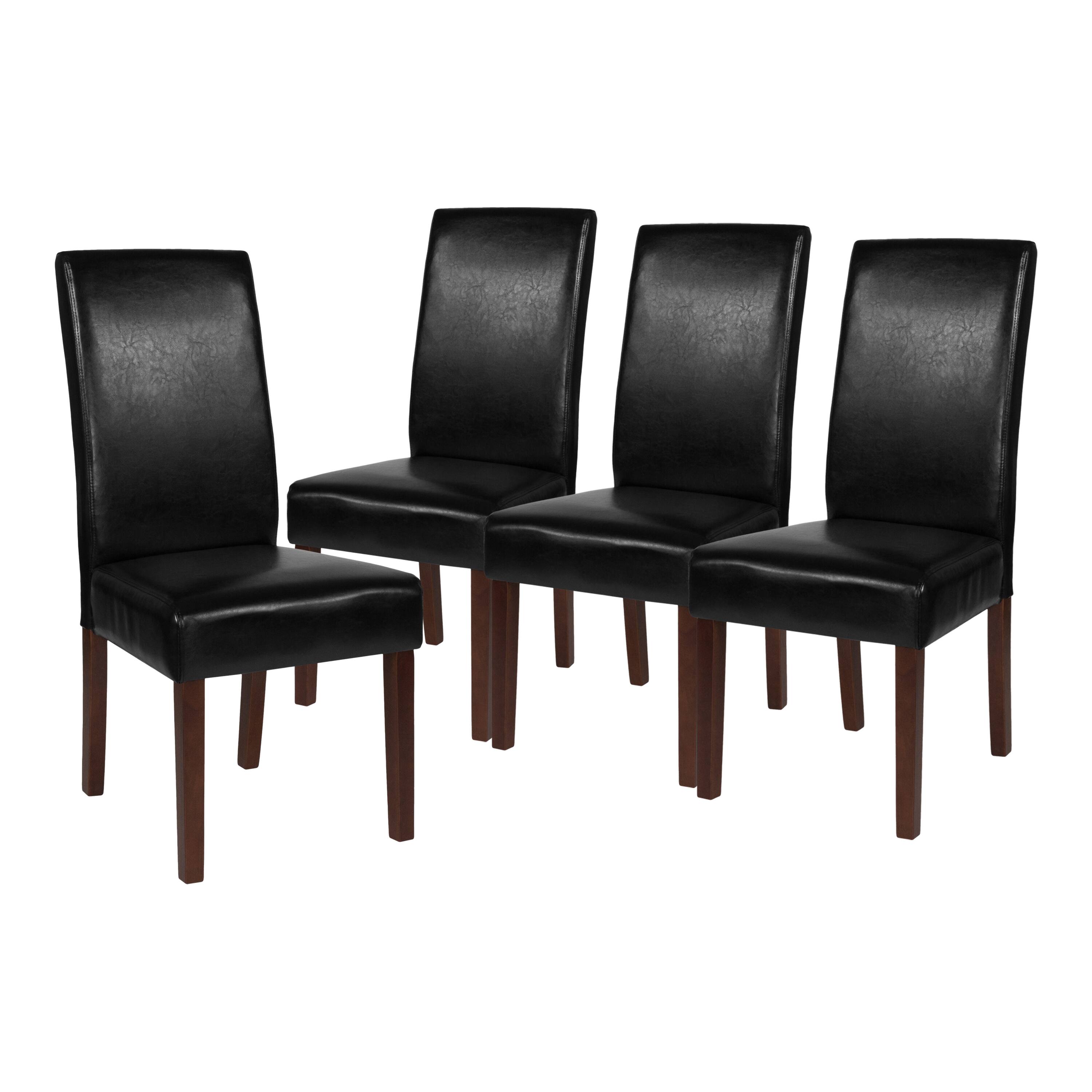 Alt View 1. Emma + Oliver - Mid-Century Parsons Chair and Hardwood Frame for Kitchen, Dining Room & More - Black Faux Leather.