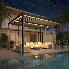 Front. U-HOMY - 10' x 12' Louvered Pergola with Adjustable Roof & Drainage, Metal Outdoor Patio Gazebo.