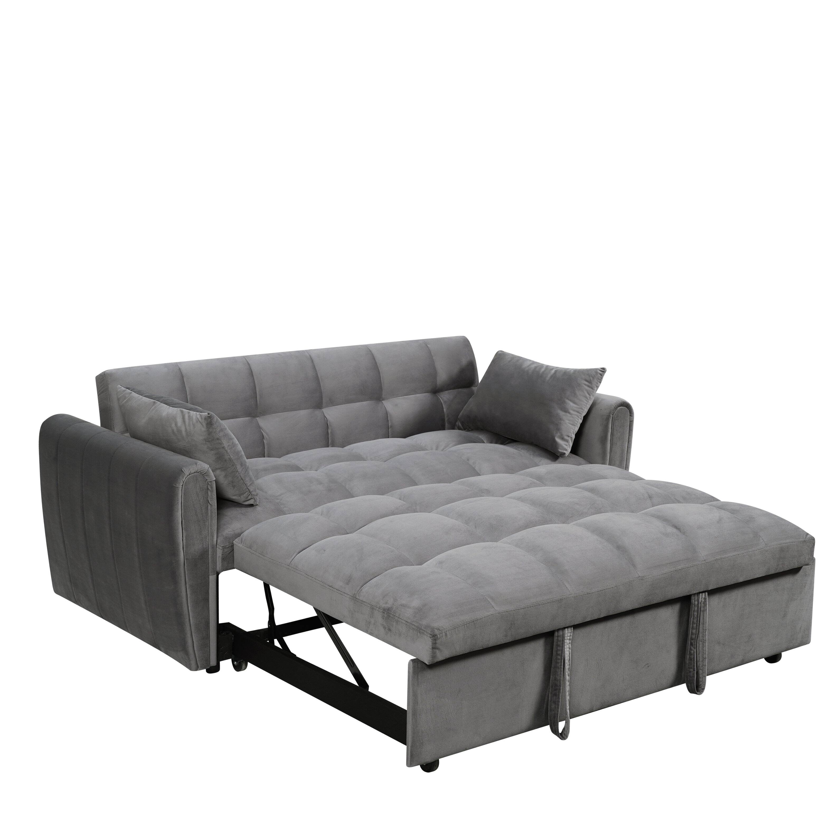 Alt View 4. Tiramisubest - Reversible Sectional Sofa,Sleeper Sofa with Storage Chaise,Pull Out Couch Bed | Removable Backrest | Linen Fabric,Beige - Beige.