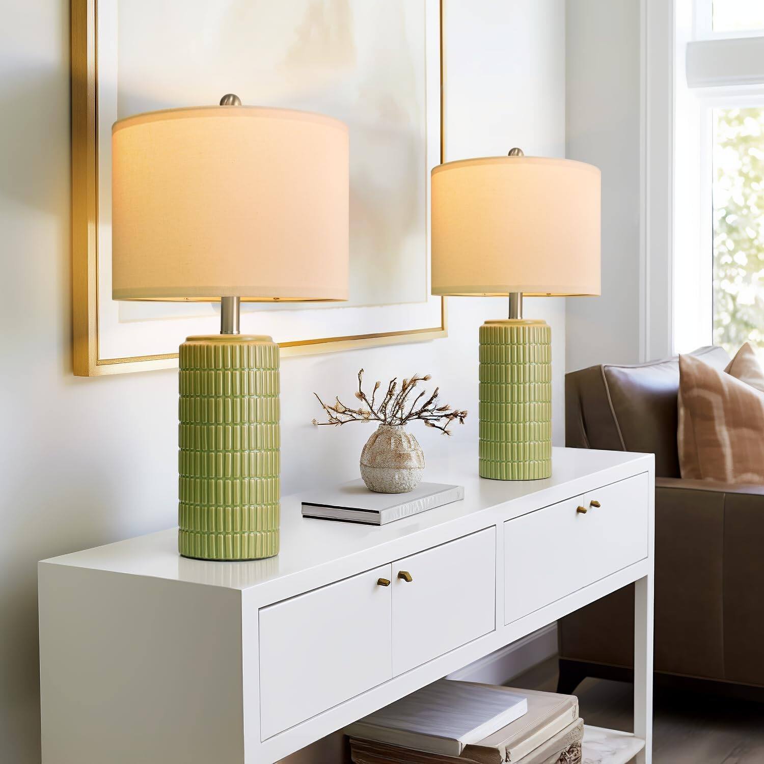 Retro Vintage Green - 23'' Ceramic Lamps