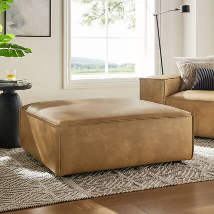 Front. Modway - Restore Vegan Leather Modular Ottoman by Modway - Toast.
