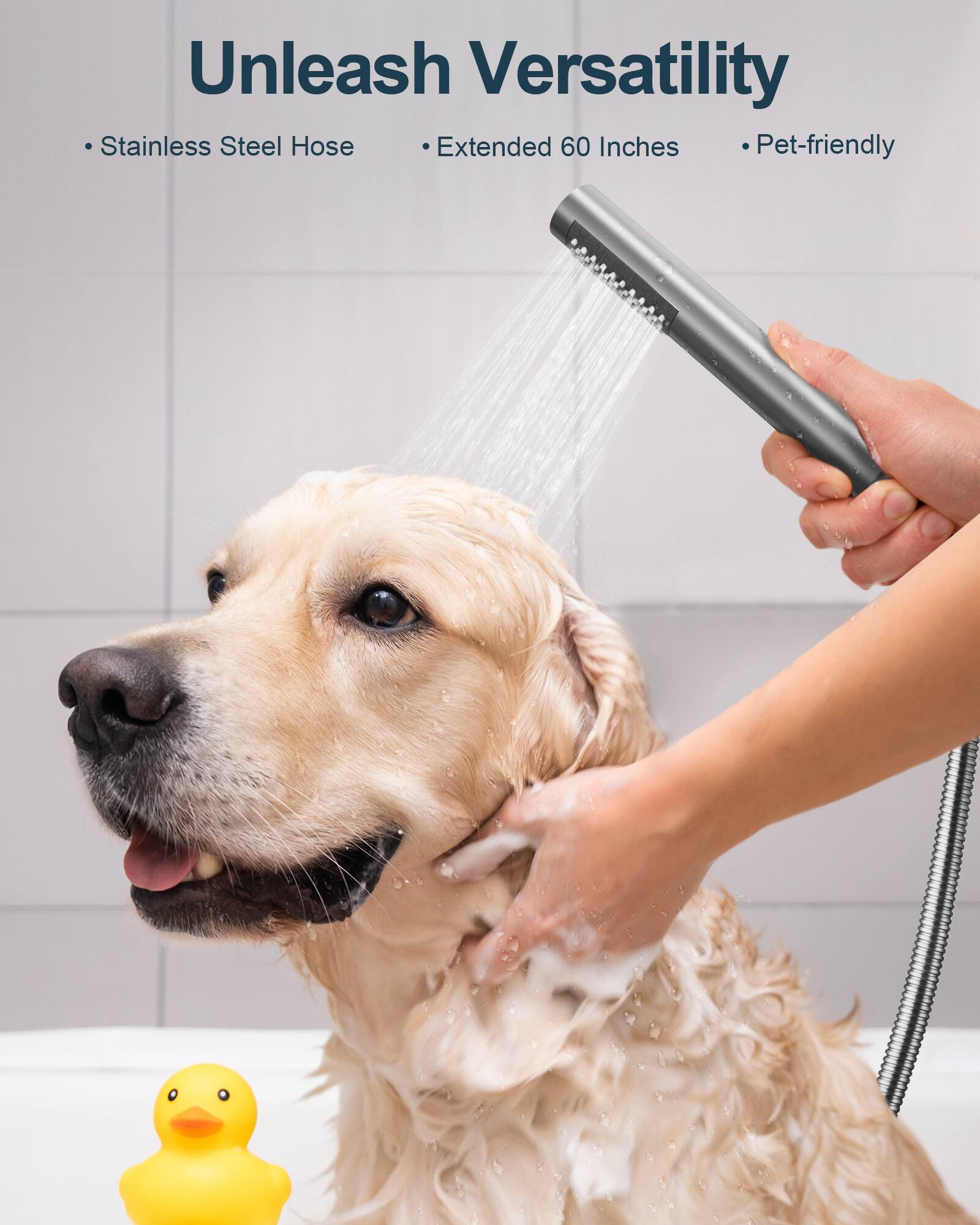 Unleash Versatility  
- Stainless Steel Hose  
- Extended 60 Inches  
- Pet-friendly