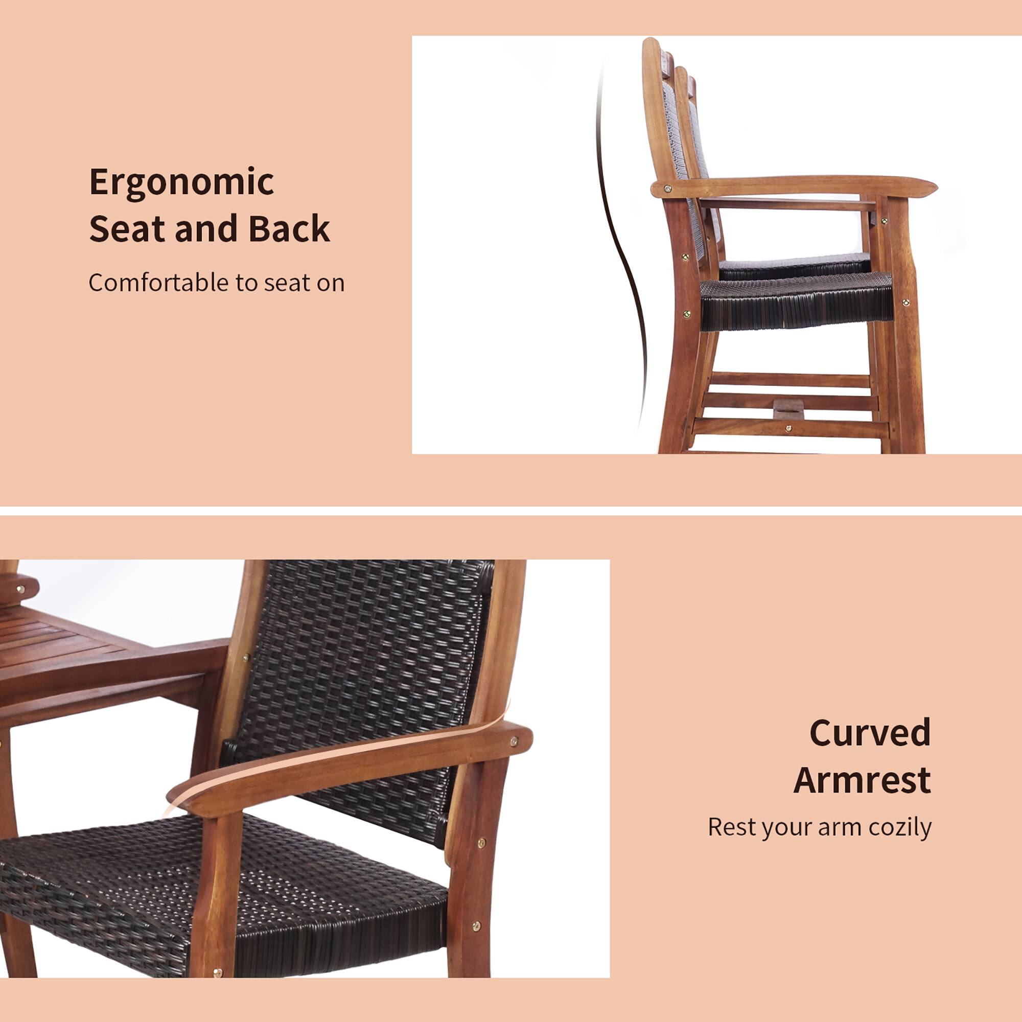 Ergonomic Seat and Back  
Comfortable to seat on  

Curved Armrest  
Rest your arm cozily