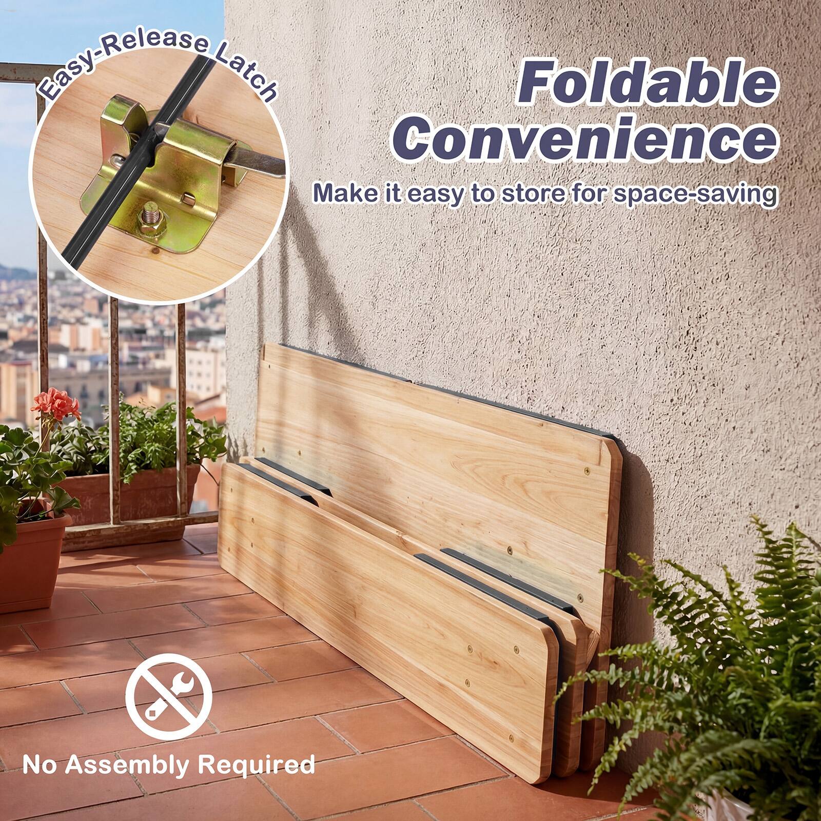 Easy-Release Latch  
Foldable Convenience  
Make it easy to store for space-saving  
No Assembly Required